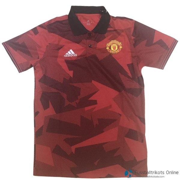 Manchester United Polo 2017-18 Orange Schwarz Fussballtrikots Günstig